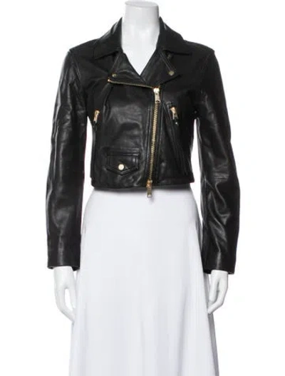 Pre-owned Allsaints Lamb Leather Biker Jacket In Black