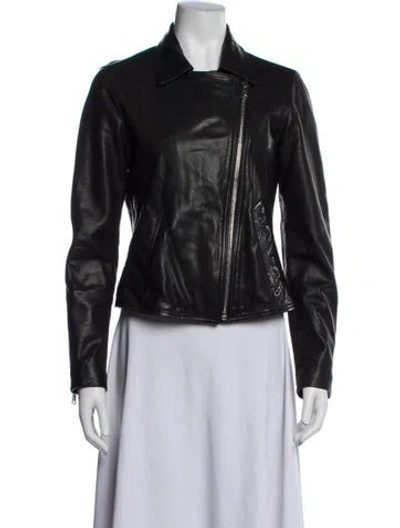Pre-owned Allsaints Lamb Leather Biker Jacket In Black
