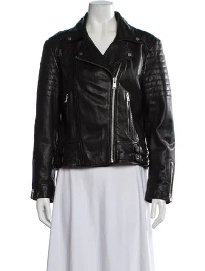 Pre-owned Allsaints Lamb Leather Biker Jacket In Black