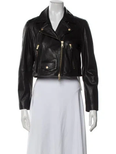 Pre-owned Allsaints Lamb Leather Biker Jacket In Black