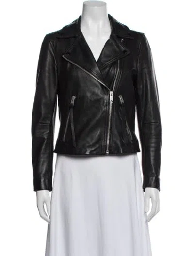 Pre-owned Allsaints Lamb Leather Biker Jacket In Black