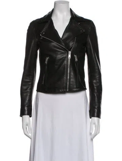 Pre-owned Allsaints Lamb Leather Biker Jacket In Black