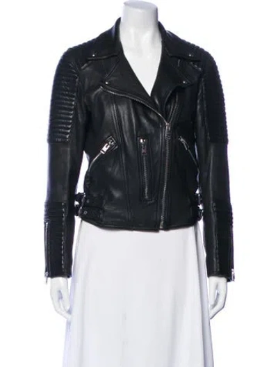 Pre-owned Allsaints Lamb Leather Biker Jacket In Multi