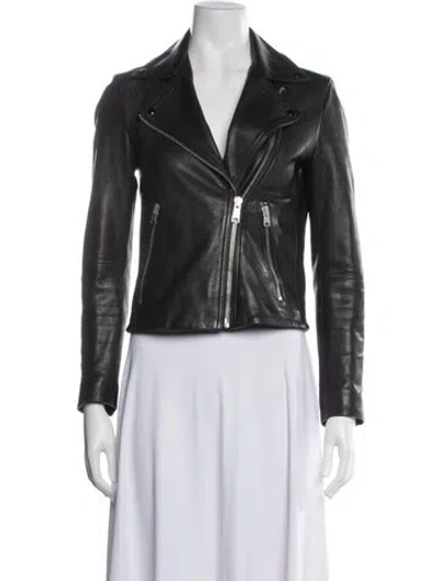 Pre-owned Allsaints Lamb Leather Biker Jacket In Multi