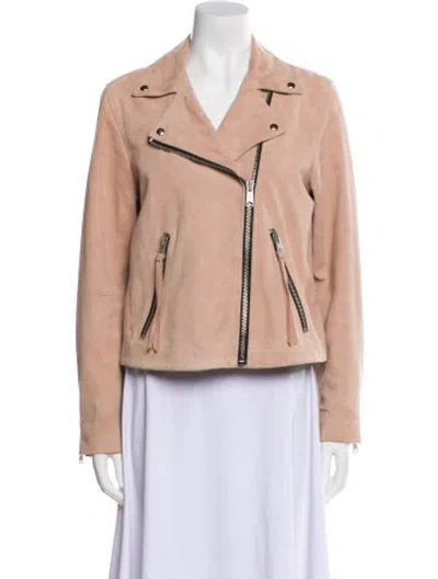 Pre-owned Allsaints Lamb Leather Biker Jacket In Neutral