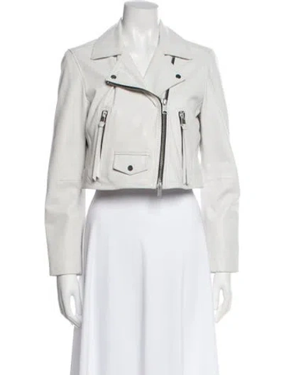 Pre-owned Allsaints Lamb Leather Biker Jacket In Neutral