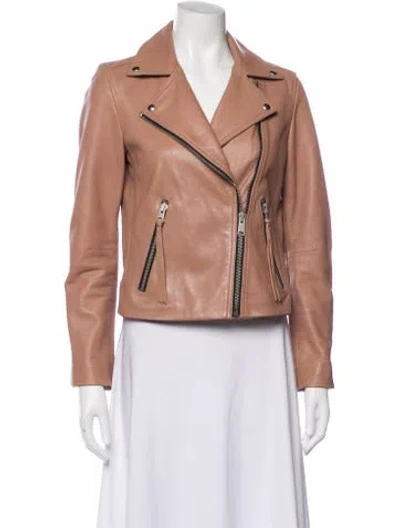 Pre-owned Allsaints Lamb Leather Biker Jacket In Neutral