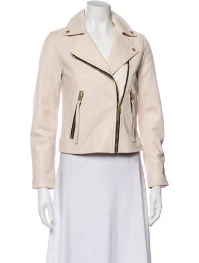 Pre-owned Allsaints Lamb Leather Biker Jacket In Neutral