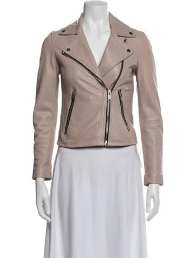 Pre-owned Allsaints Lamb Leather Biker Jacket In Neutral