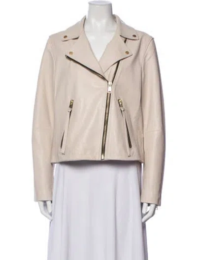 Pre-owned Allsaints Lamb Leather Biker Jacket In Neutrals