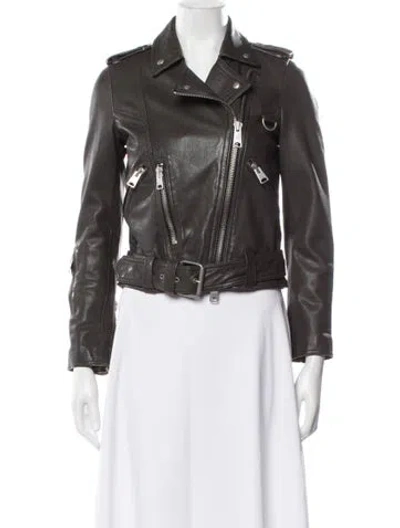 Pre-owned Allsaints Lamb Leather Biker Jacket In Neutrals