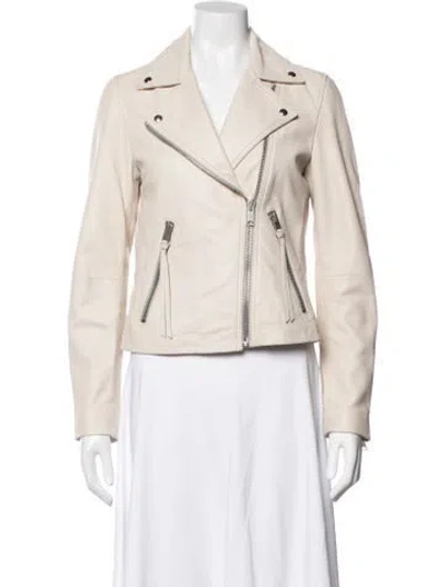 Pre-owned Allsaints Lamb Leather Biker Jacket In Neutrals