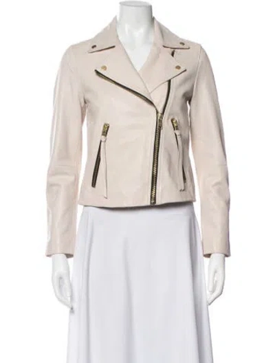 Pre-owned Allsaints Lamb Leather Biker Jacket In Neutrals