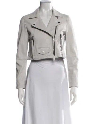 Pre-owned Allsaints Lamb Leather Biker Jacket In Neutrals