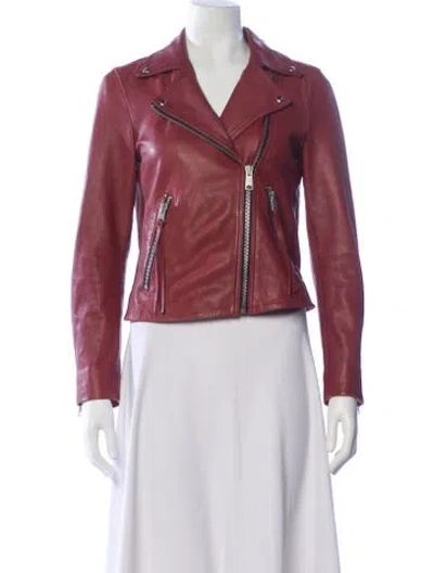 Pre-owned Allsaints Lamb Leather Biker Jacket In Pink
