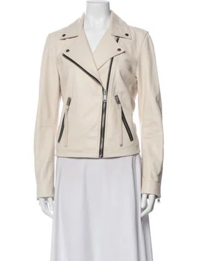 Pre-owned Allsaints Lamb Leather Biker Jacket In Pink