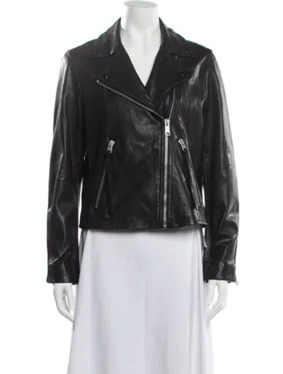 Pre-owned Allsaints Lamb Leather Biker Jacket W/ Tags In Black