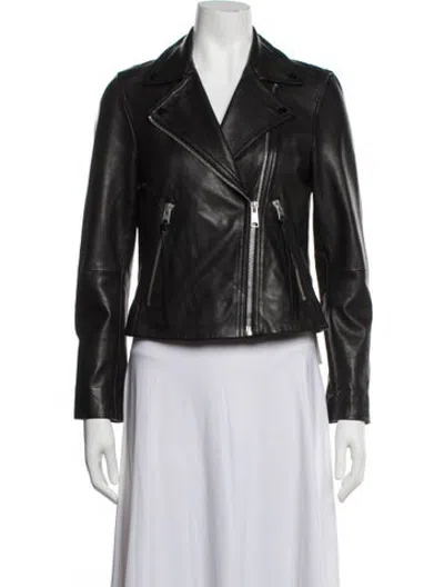 Pre-owned Allsaints Lamb Leather Biker Jacket W/ Tags In Black