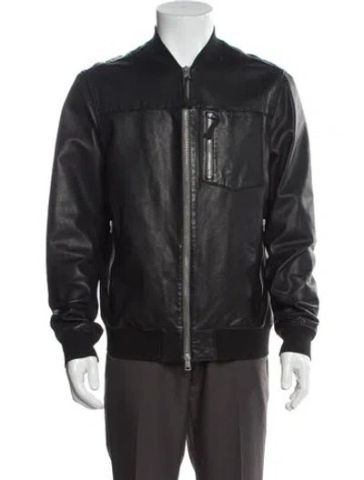 Pre-owned Allsaints Lamb Leather Bomber Jacket In Brown