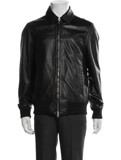 Pre-owned Allsaints Lamb Leather Bomber Jacket In Brown
