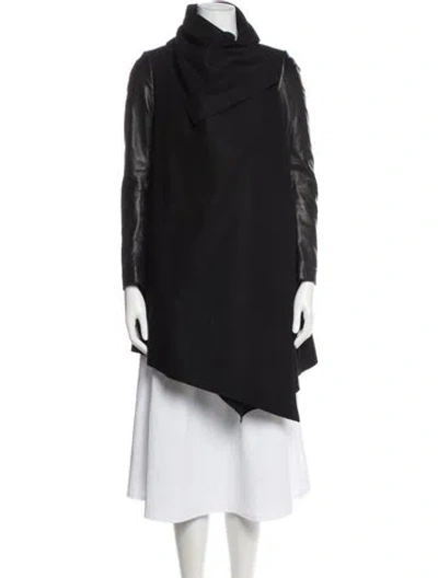 Pre-owned Allsaints Lamb Leather Coat In Black
