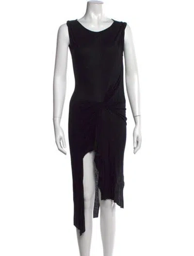 Pre-owned Allsaints Lamb Leather Long Dress In Black