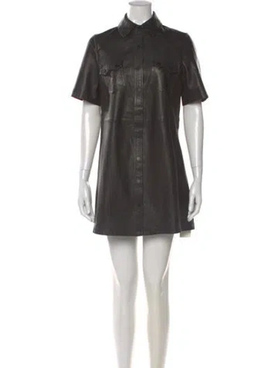 Pre-owned Allsaints Lamb Leather Mini Dress In Black