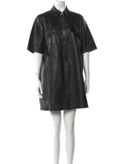 Pre-owned Allsaints Lamb Leather Mini Dress In Black