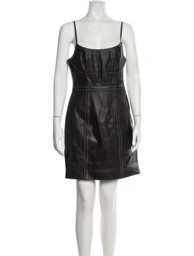 Pre-owned Allsaints Lamb Leather Mini Dress In Black