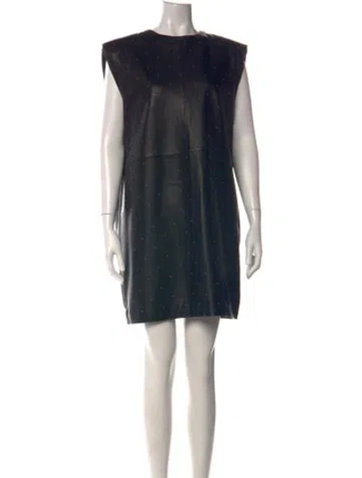 Pre-owned Allsaints Lamb Leather Mini Dress In Black