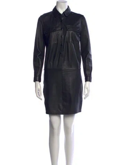 Pre-owned Allsaints Lamb Leather Mini Dress In Blue