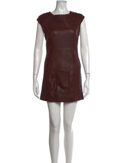 Pre-owned Allsaints Lamb Leather Mini Dress In Brown