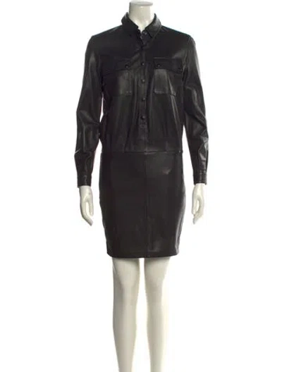 Pre-owned Allsaints Lamb Leather Mini Dress W/ Tags In Black
