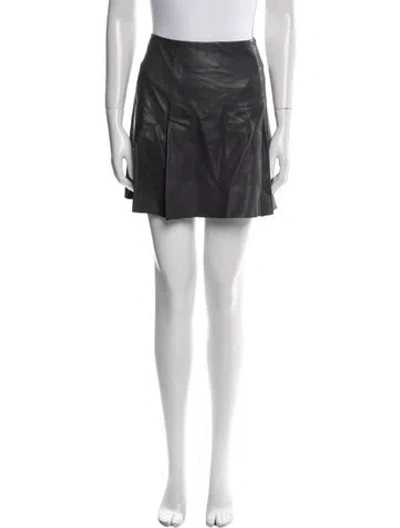 Pre-owned Allsaints Lamb Leather Mini Skirt In Black
