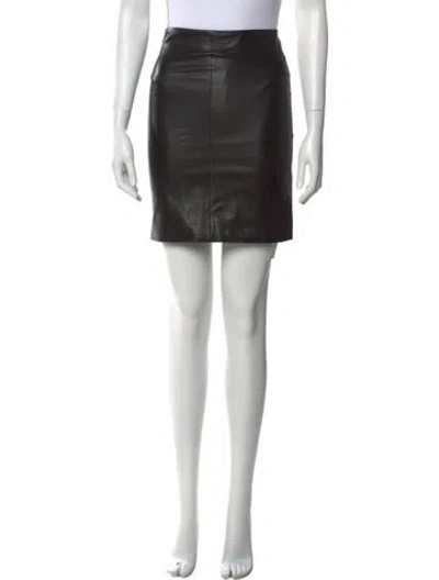 Pre-owned Allsaints Lamb Leather Mini Skirt In Black