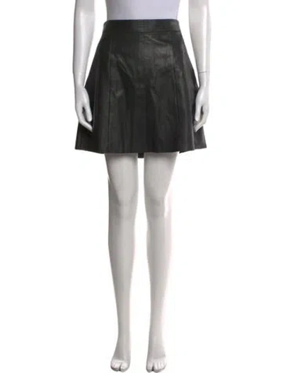 Pre-owned Allsaints Lamb Leather Mini Skirt In Black