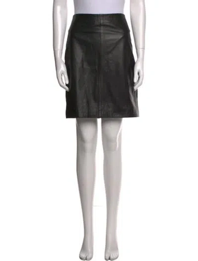 Pre-owned Allsaints Lamb Leather Mini Skirt In Black
