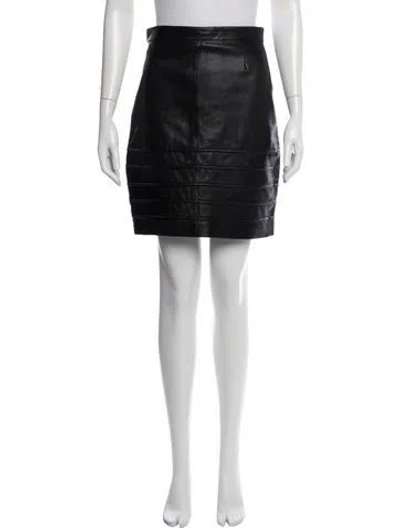 Pre-owned Allsaints Lamb Leather Mini Skirt In Black