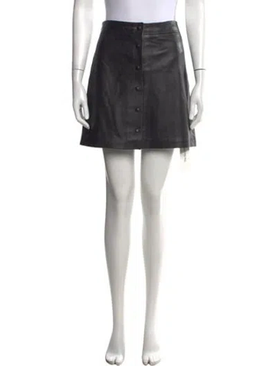 Pre-owned Allsaints Lamb Leather Mini Skirt In Black