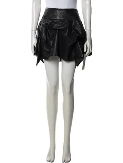 Pre-owned Allsaints Lamb Leather Mini Skirt In Black