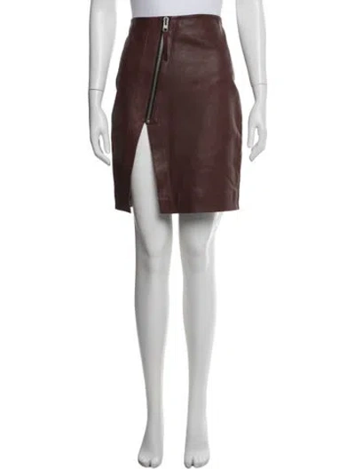Pre-owned Allsaints Lamb Leather Mini Skirt In Brown
