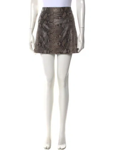 Pre-owned Allsaints Lamb Leather Mini Skirt In Neutral