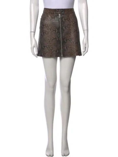 Pre-owned Allsaints Lamb Leather Mini Skirt In Neutrals