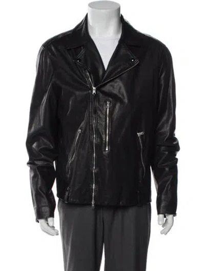 Pre-owned Allsaints Lamb Leather Moto Jacket In Black