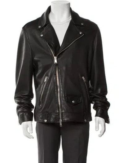 Pre-owned Allsaints Lamb Leather Moto Jacket In Black