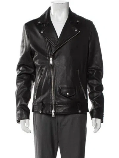 Pre-owned Allsaints Lamb Leather Moto Jacket In Black