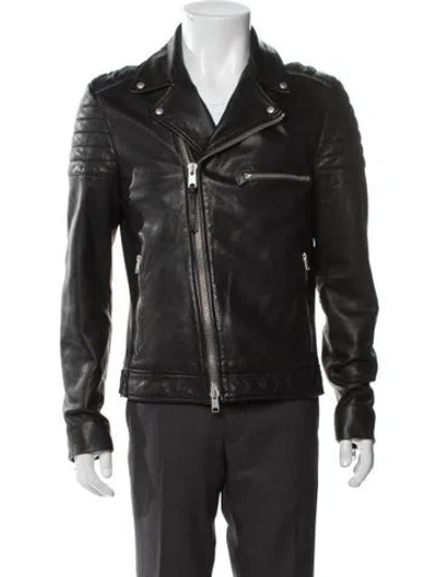 Pre-owned Allsaints Lamb Leather Moto Jacket In Black
