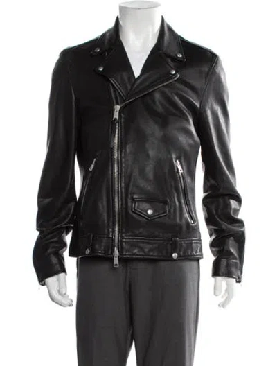 Pre-owned Allsaints Lamb Leather Moto Jacket In Black