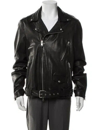 Pre-owned Allsaints Lamb Leather Moto Jacket In Black
