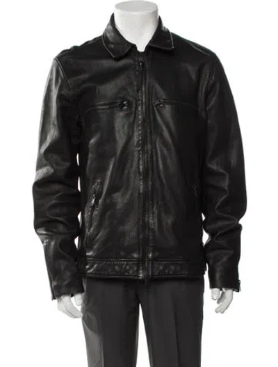 Pre-owned Allsaints Lamb Leather Moto Jacket In Black